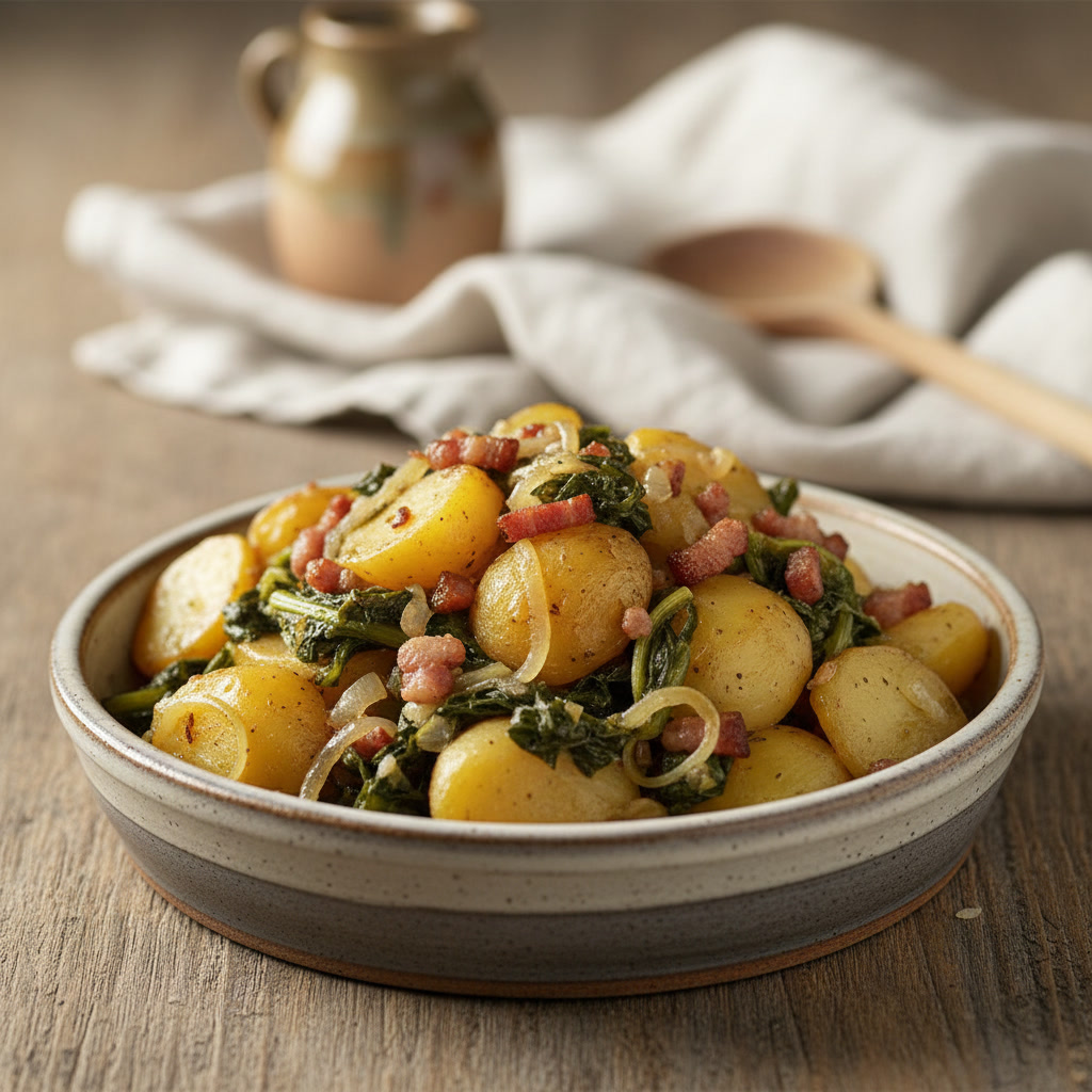 Salade ardennaise au lard