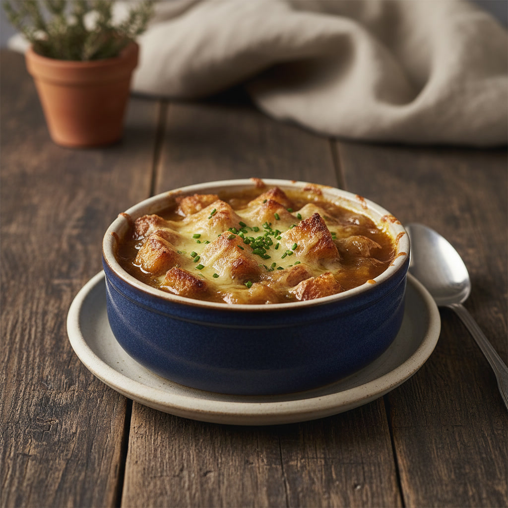 Soupe à l'oignon gratinée
